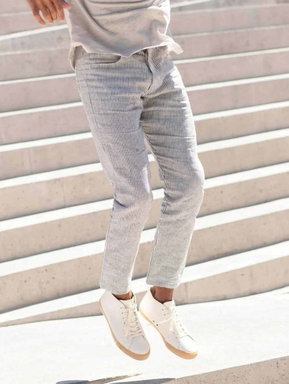 Alex Crane Cham Linen Pant In Lines